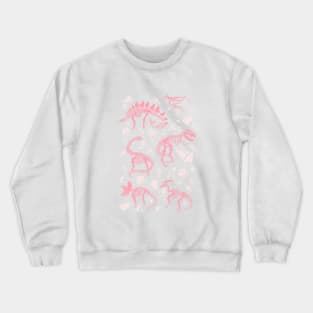 Excavated Dinosaur Fossils in Candy Pink Crewneck Sweatshirt